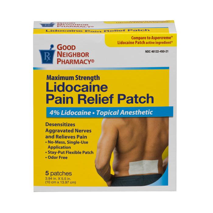 GNP Pain Relief Patch W/Lidocaine 4% 5ct