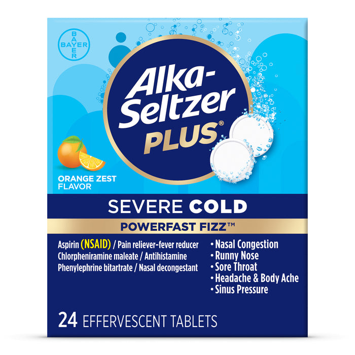 Alka-Seltzer Plus Severe Cold PowerFast Fizz Effervescent Tablets Orange Zest 24ct