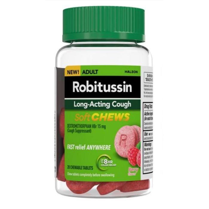 Robitussin Adult Long-Lasting Cough Berry Chewables 20ct