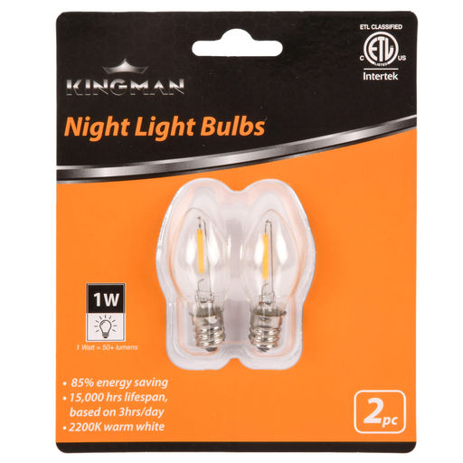 Kingman Night Light Bulb LED 1W 2pk
