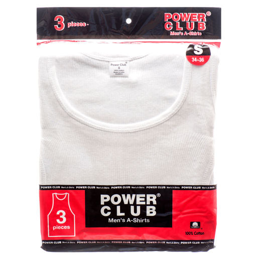Power Club White A-Shirt Small 3pk