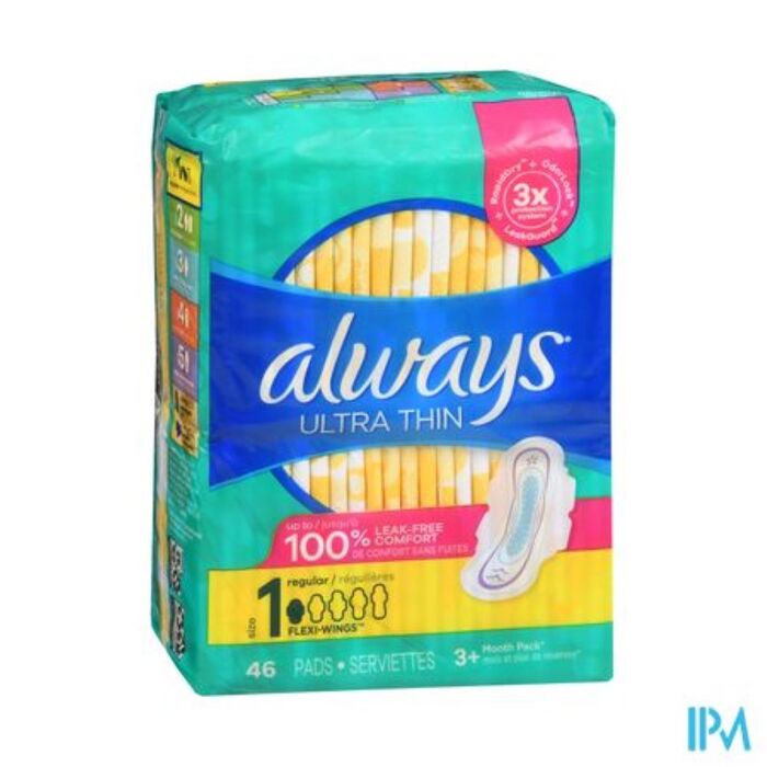 Always Ultra Thin Flexi-Wings Regular Pads SZ1 - 46ct