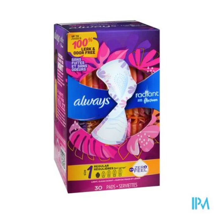 Always Radiant Flexi-Wings Regular Pads SZ1 - 30ct