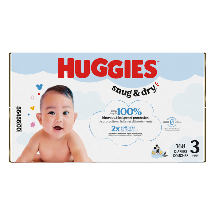 Huggies Snug & Dry Baby Diapers Size 3 168ct