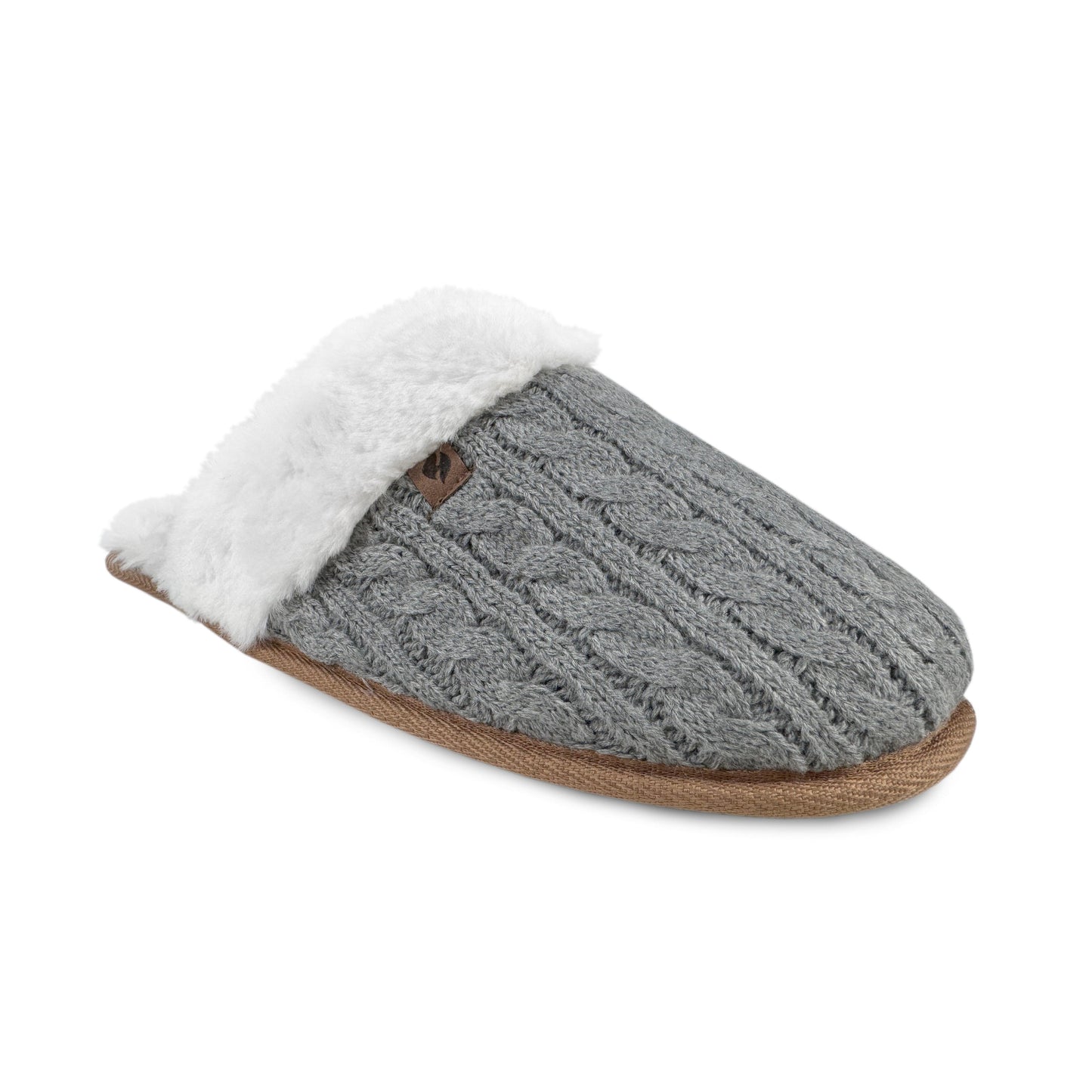 Women's Grey Cable Knit Slippers - Sz 9-10