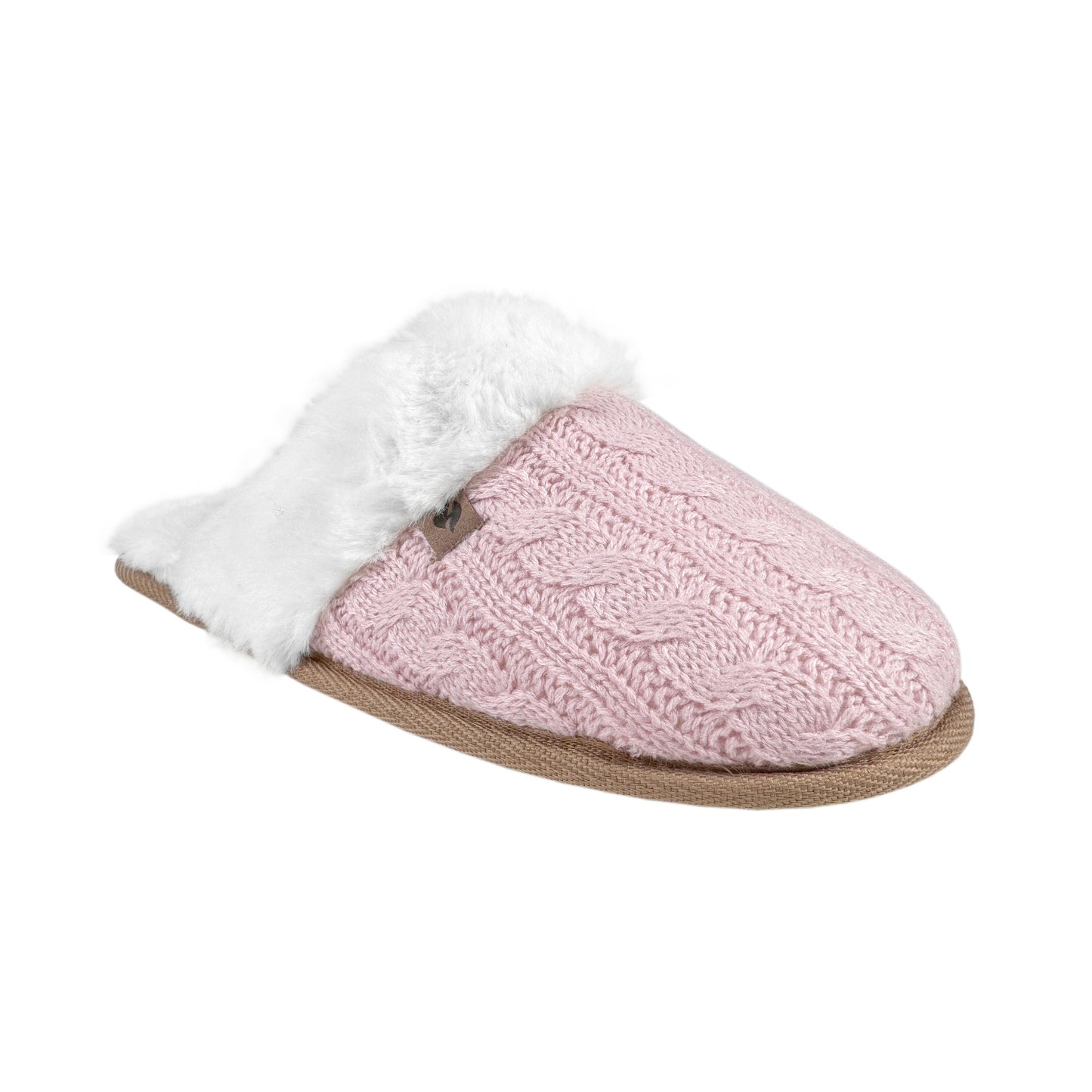 Women's Pink Cable Knit Slippers - Sz 9-10
