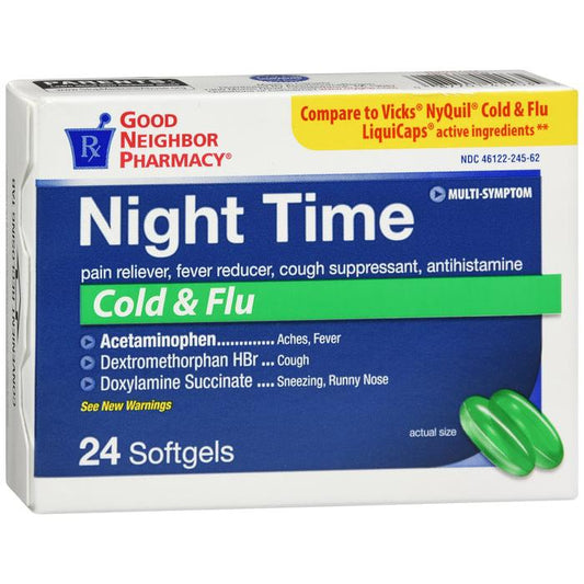 GNP Night Time Cold & Flu Softgels 24ct