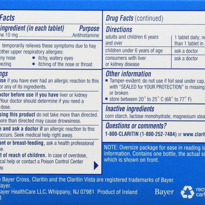 Claritin Loratadine 10 mg/Antihistamine 24 Hour Allergy Tablets 30ct