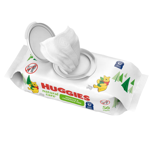 HUGGIES Natural Care Plant-Based Wipes Sensitive Fragrance-Free 56ct
