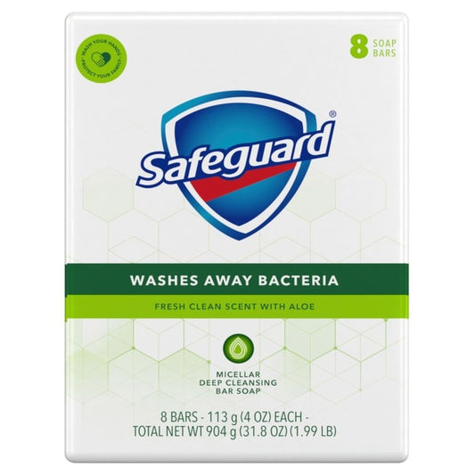 Safeguard Anti-Bacteria White Aloe Soap 8-Pack 4oz Bars