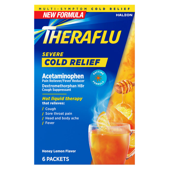 Theraflu Severe Cold Relief Packets Daytime Formula Honey Lemon 6ct