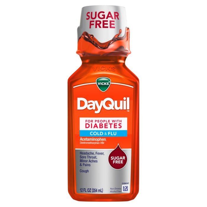 Vicks DayQuil Diabetes Cold & Flu Liquid 12oz