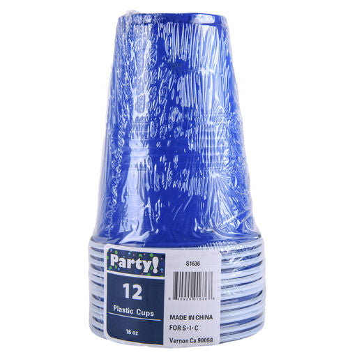 Party Blue Plastic Cups 12ct