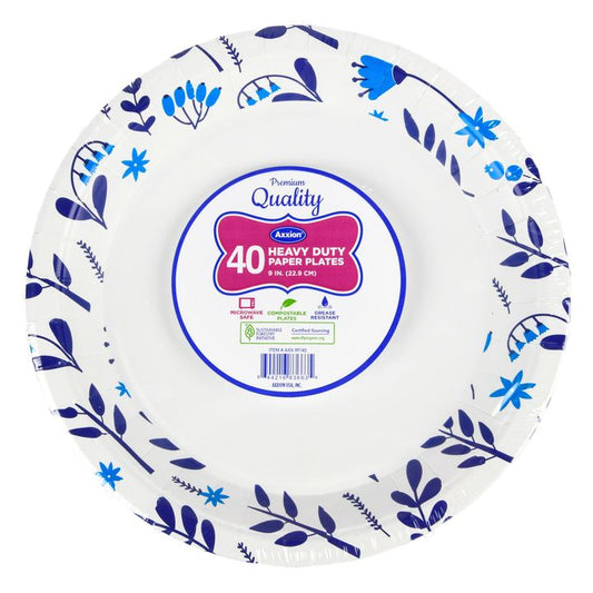 Axxion Heavy Duty Paper Plates 9in 40ct