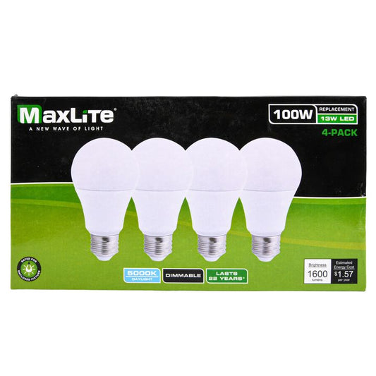 MaxLite LED Dimmable Bright White Light Bulbs 100W 4-Pack