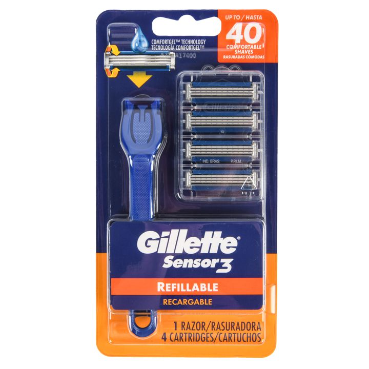 Gillette Sensor 3 Refillable Razor + 4 Cartridges