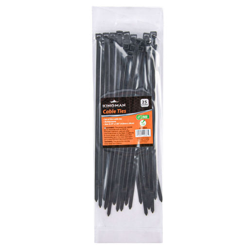 Kingman Black Cable Ties 7.85" Long 25ct