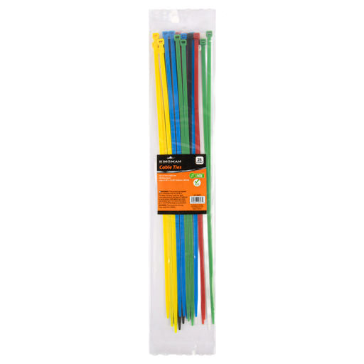 Kingman Asst Colors Cable Ties 13.78" Long 25ct