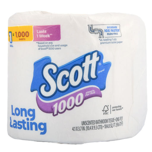 Scott Bath Tissue Toilet Paper 1,000 Sheets