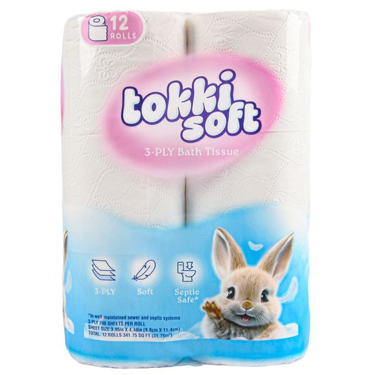Tokki Soft 3-Ply Bath Tissue 12 Rolls