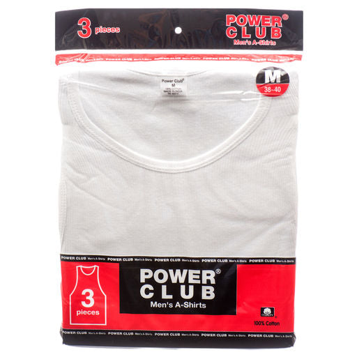 Power Club A-Shirt White Medium 3pk