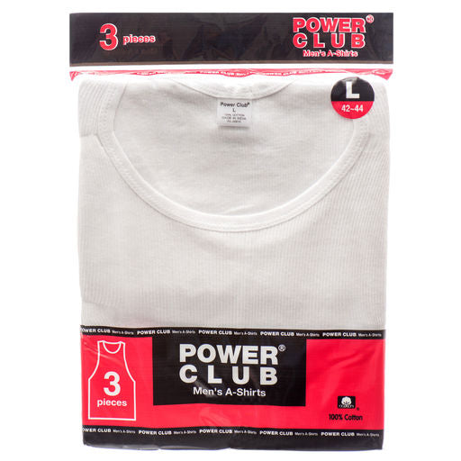 Power Club A-Shirt White Large 3pk
