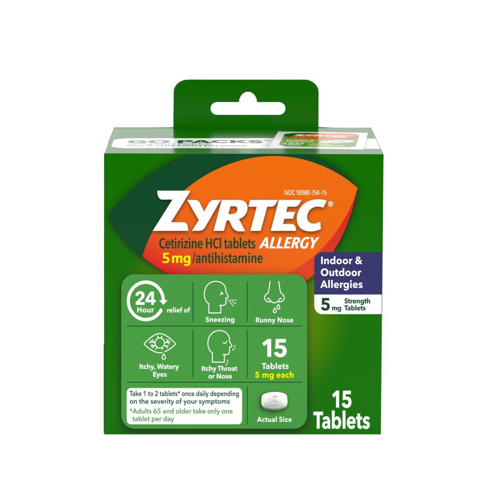 Zyrtec 24 Hour Allergy Relief Tablets 5mg 15ct
