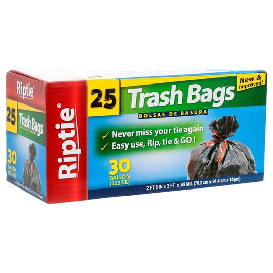 Riptie 30 Gallon Trash Bags 25ct