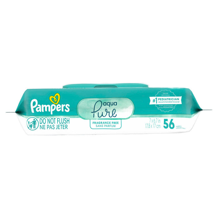 Pampers Aqua Pure Fragrance-Free Baby Wipes - 56ct