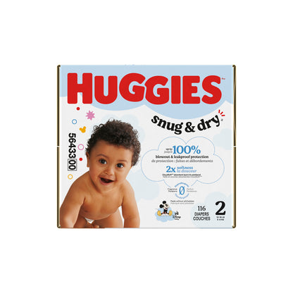 Huggies Snug & Dry Baby Diapers Size 2 116ct