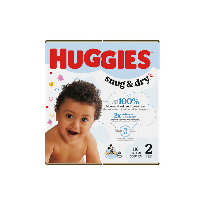 Huggies Snug & Dry Baby Diapers Size 2 116ct