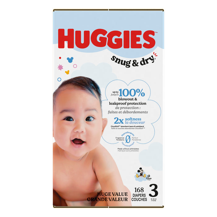 Huggies Snug & Dry Baby Diapers Size 3 168ct