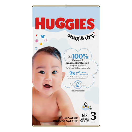 Huggies Snug & Dry Baby Diapers Size 3 168ct