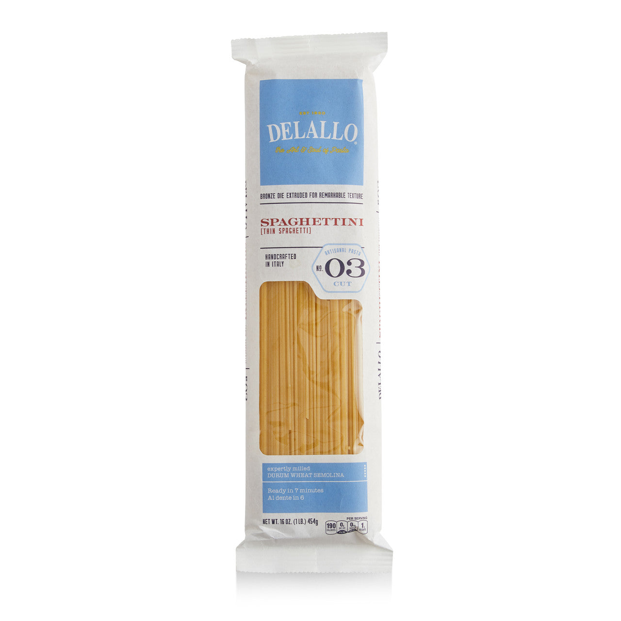 Delallo Thin Spaghetti Pasta 1lb Bag