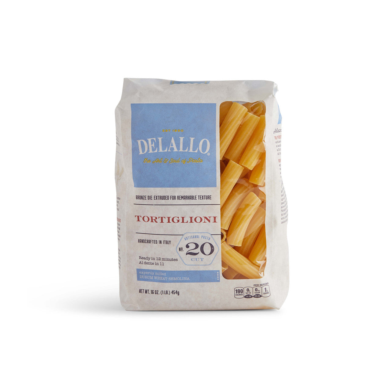 Delallo Tortiglioni Pasta 1lb Bag