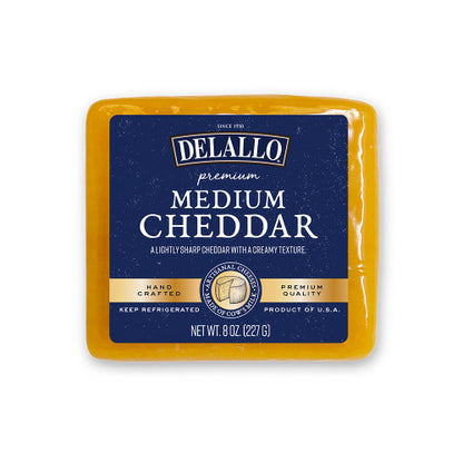 Delallo 8oz Med Cheddar Cheese
