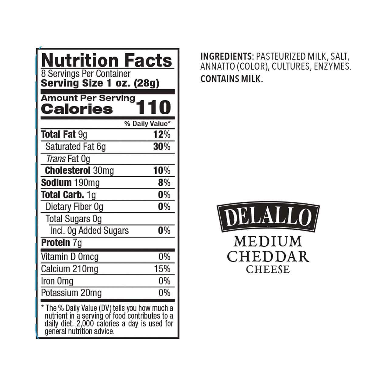 Delallo 8oz Med Cheddar Cheese