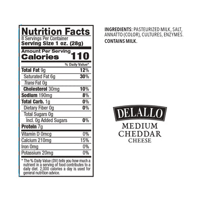 Delallo 8oz Med Cheddar Cheese