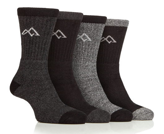 Storm Valley Boot Socks Black/Charcoal Sz 5-9 (4-Pack)