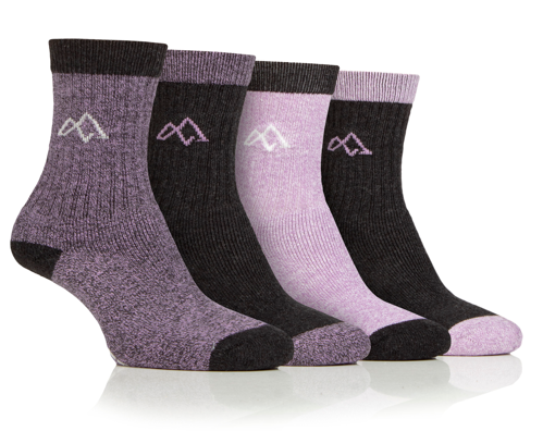 Storm Valley Boot Socks Lilac/Grey Sz 5-9 (4-Pack)