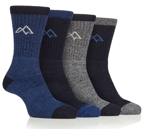 Storm Valley Boot Socks Blue/Grey Sz 7-12 (4-Pack)