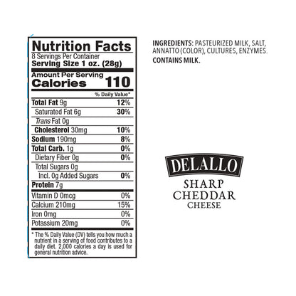 Delallo 8oz Sharp Cheddar Cheese