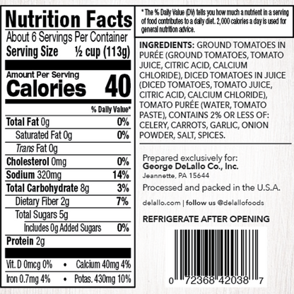 Delallo Premium Fat Free Marinara Sauce 24oz