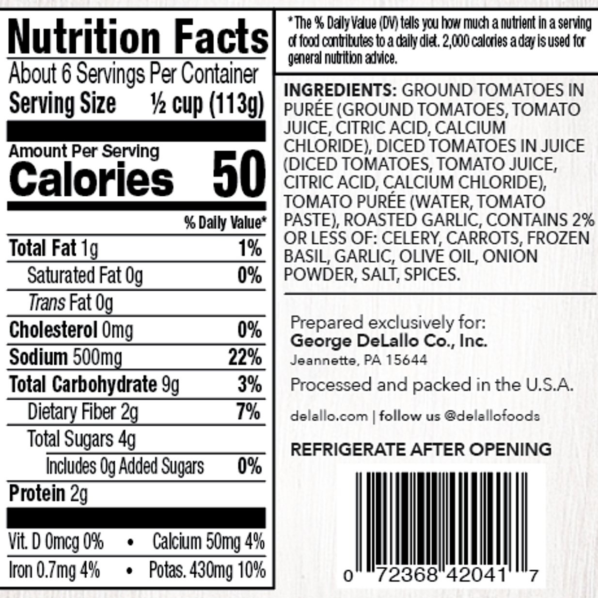 Delallo Premium Roasted Garlic Sauce 24oz
