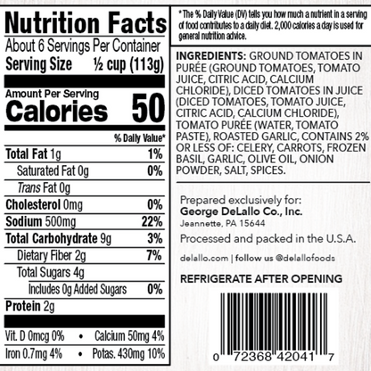 Delallo Premium Roasted Garlic Sauce 24oz