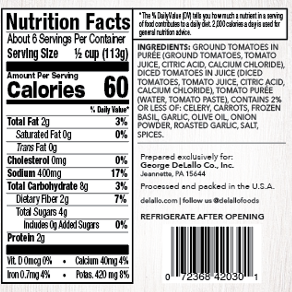 Delallo Premium Traditional Spaghetti Sauce 24oz
