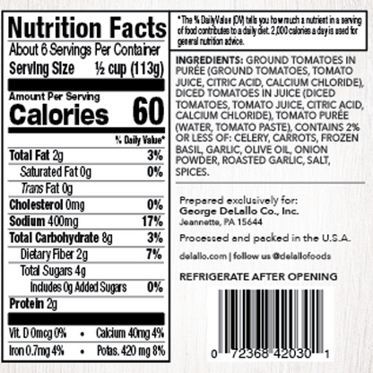 Delallo Premium Traditional Spaghetti Sauce 24oz